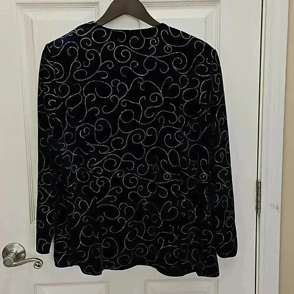 Liz Baker Navy Retro Glitter Vintage Opera Jacket Sz 14 - Picture 5 of 6